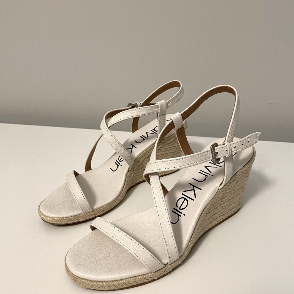 Calvin Klein white wedges, size 8.5